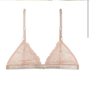 $395 Avery Rose Lingerie M Pink Jennifer Bralette Swarovski Crystal Lace 32-36 C